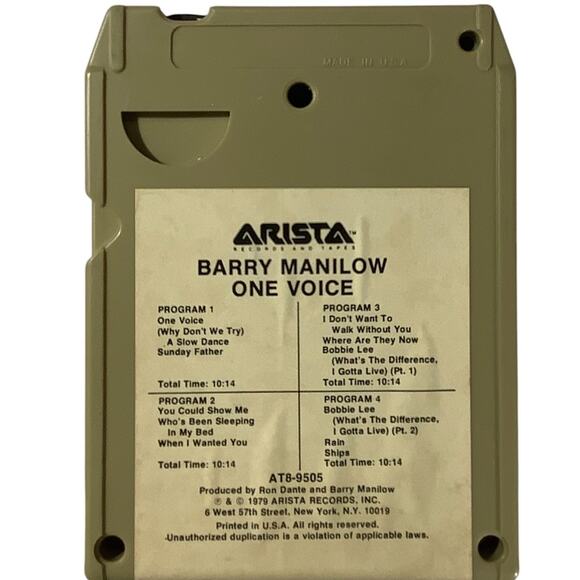 Vintage 8-Track - Barry Manilow - One Voice - 1979 Arista Records - Picture 6 of 6